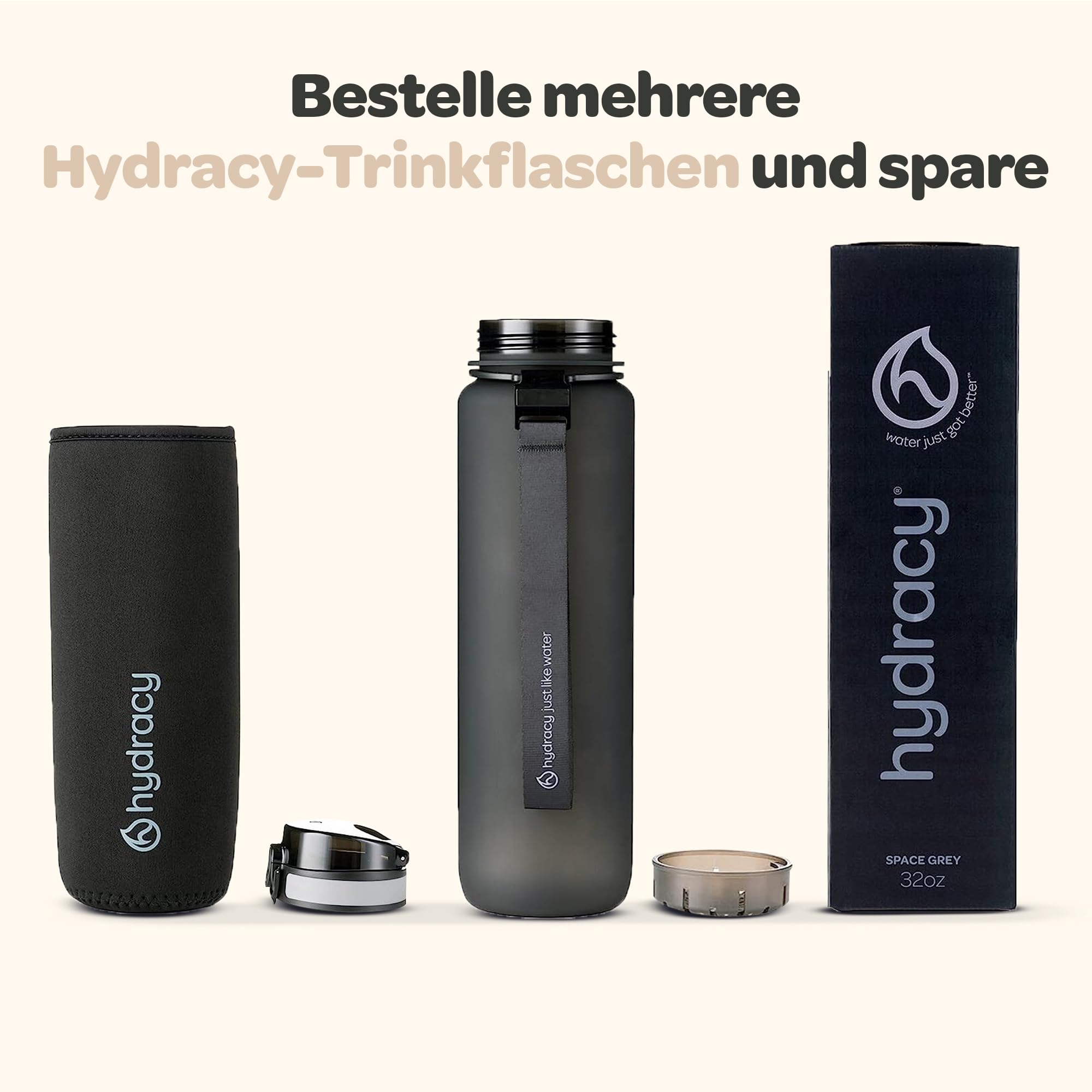 Hydracy Trinkflasche mit Fruchteinsatz - 1L Wasserflasche - BPA-freie Trinkflasche mit Zeitmarkierung Auslaufsichere