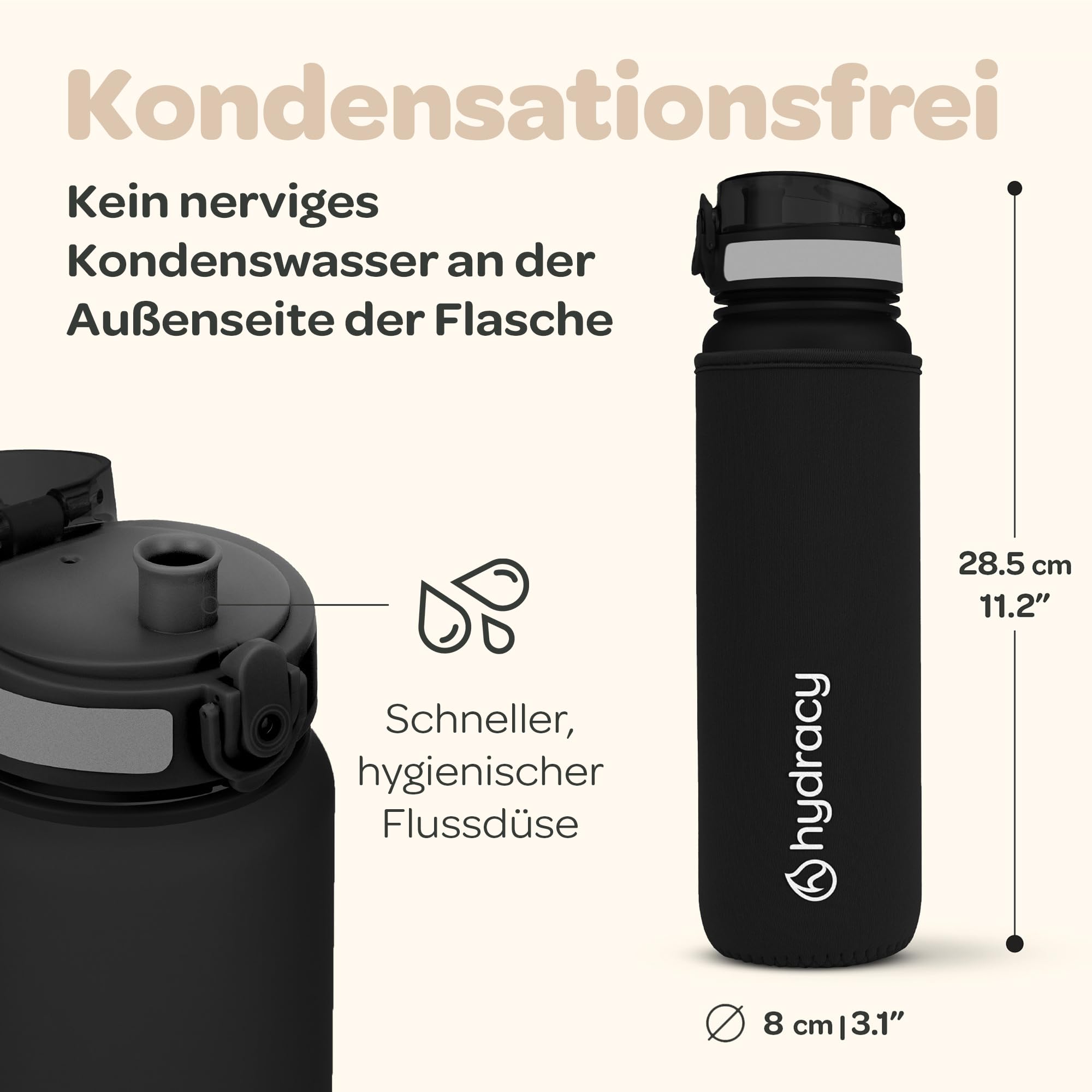 Hydracy Trinkflasche mit Fruchteinsatz - 1L Wasserflasche - BPA-freie Trinkflasche mit Zeitmarkierung Auslaufsichere